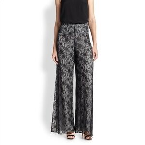 Alice & Olivia Black Lace wide leg trousers, size 0